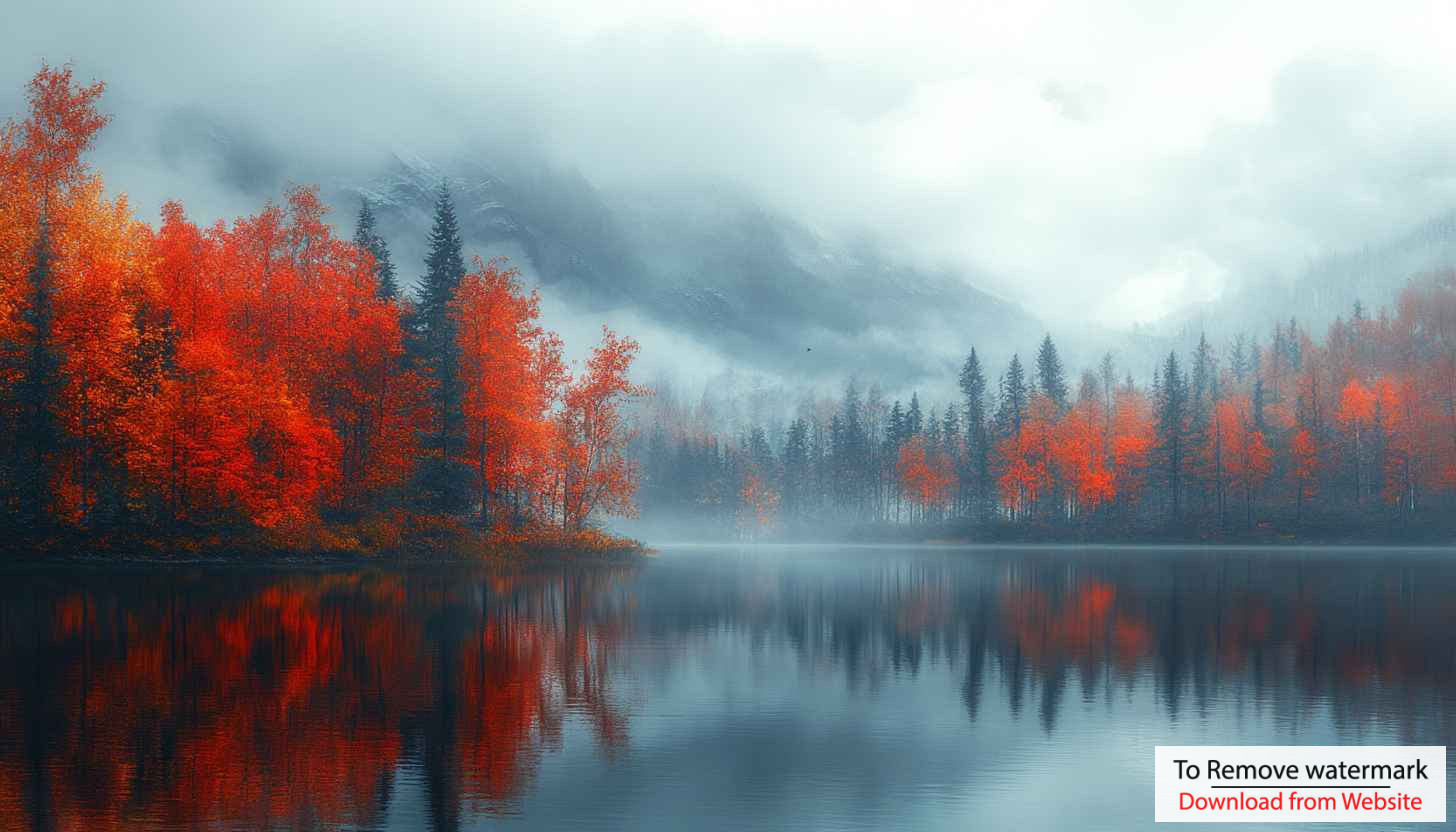 Autumn Lake Forest Reflection 4K Desktop Background Free Mobile Wallpaper
