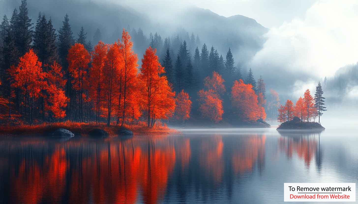 Autumnal Reflections Mobile Wallpaper | Free Serene Lake Desktop Background