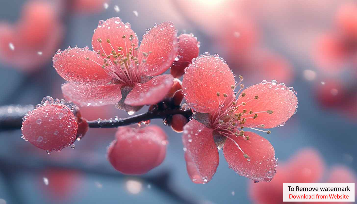 Pink Blossom Flower with Water Droplets Desktop Wallpaper Free Pink Blossom Flower with Water Droplets Desktop Wallpaper Free