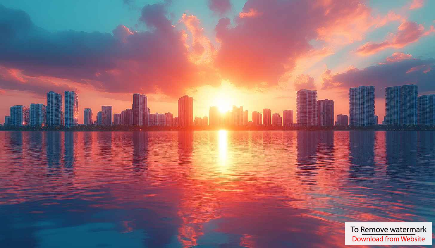 Beautiful Cityscape Sunset Reflection 4K Desktop Background Mobile Wallpaper Beautiful Cityscape Sunset Reflection 4K Desktop Background Mobile Wallpaper