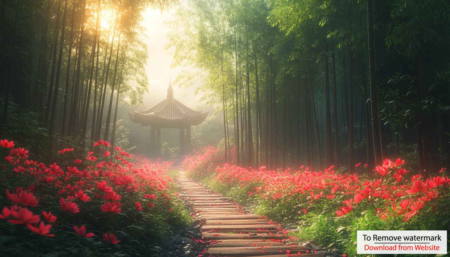 Zen Garden Bamboo Forest Red Flowers Path Mobile Wallpaper Zen Garden Bamboo Forest Red Flowers Path Mobile Wallpaper