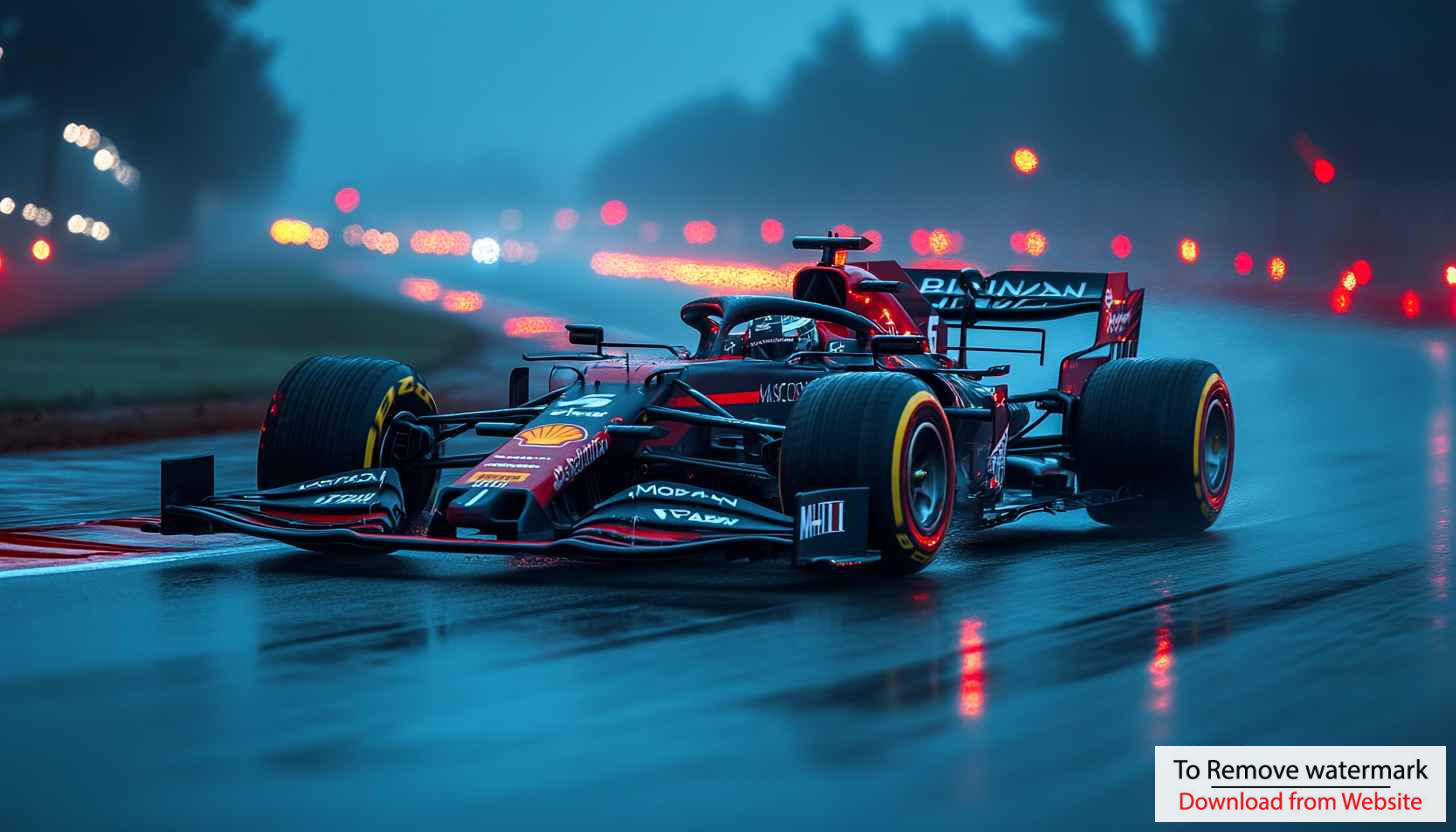 Formula One Racing Car Wet Race Track Mobile Wallpaper Formula One Racing Car Wet Race Track Mobile Wallpaper