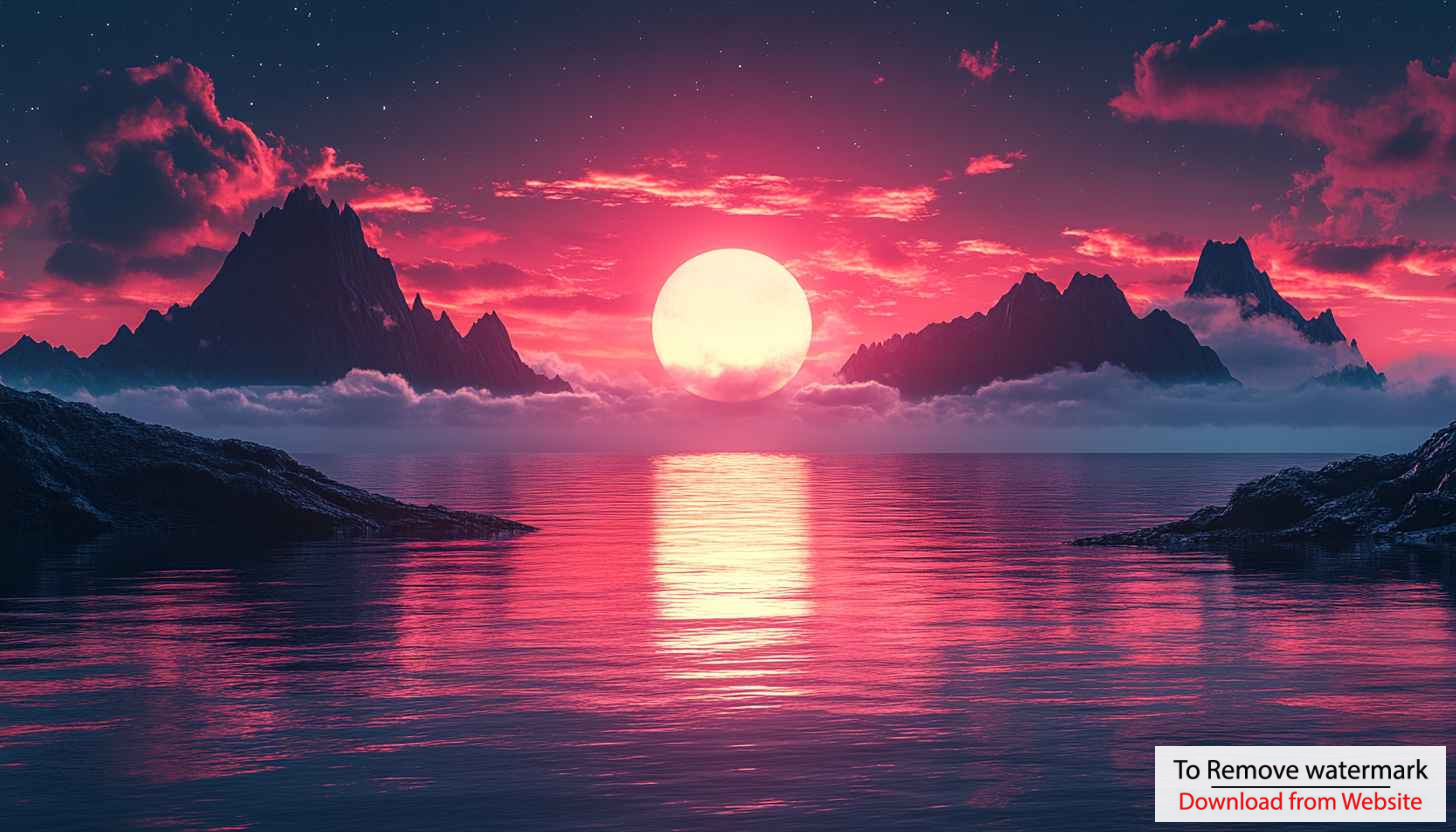 Crimson Sunset Ocean 4K Wallpaper - Mountain Reflection Mobile Background Crimson Sunset Ocean 4K Wallpaper - Mountain Reflection Mobile Background