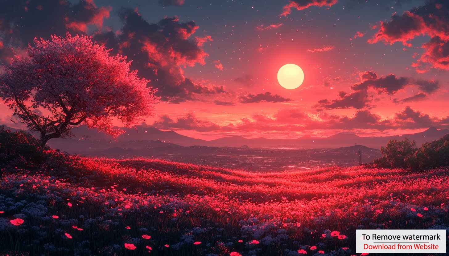 Dreamy Red Sunset Field Flowers 4K Desktop Mobile Wallpaper Dreamy Red Sunset Field Flowers 4K Desktop Mobile Wallpaper