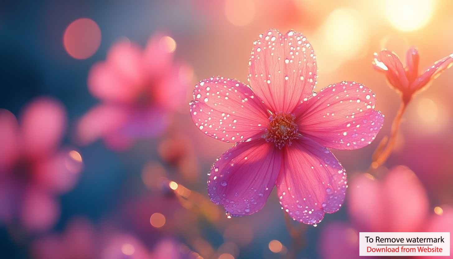 Pink Flower Dewdrops Mobile Wallpaper, 4K Desktop Backgrounds Free