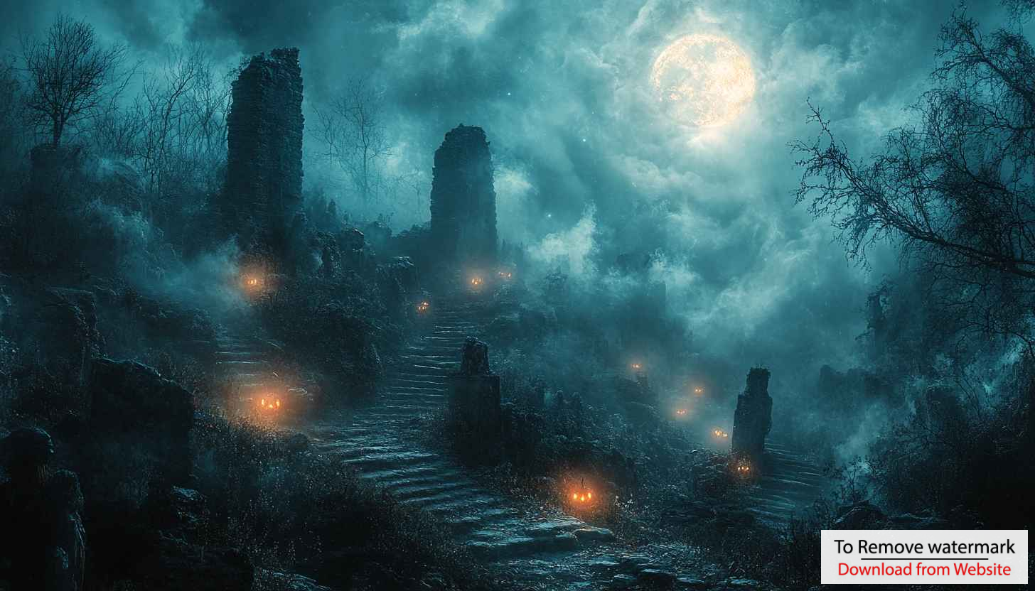 Spooky Night Sky Fantasy Landscape 4K Desktop Mobile Wallpaper Spooky Night Sky Fantasy Landscape 4K Desktop Mobile Wallpaper