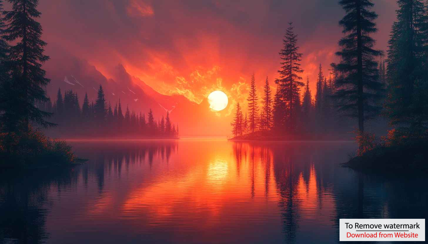 Orange Sunset Lake Reflection 4K Desktop Background Mobile Wallpaper