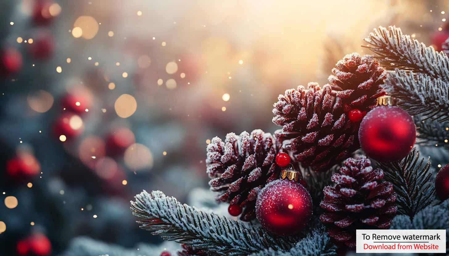 Free Christmas Theme 4K Desktop Wallpaper with Pine Cones Free Christmas Theme 4K Desktop Wallpaper with Pine Cones