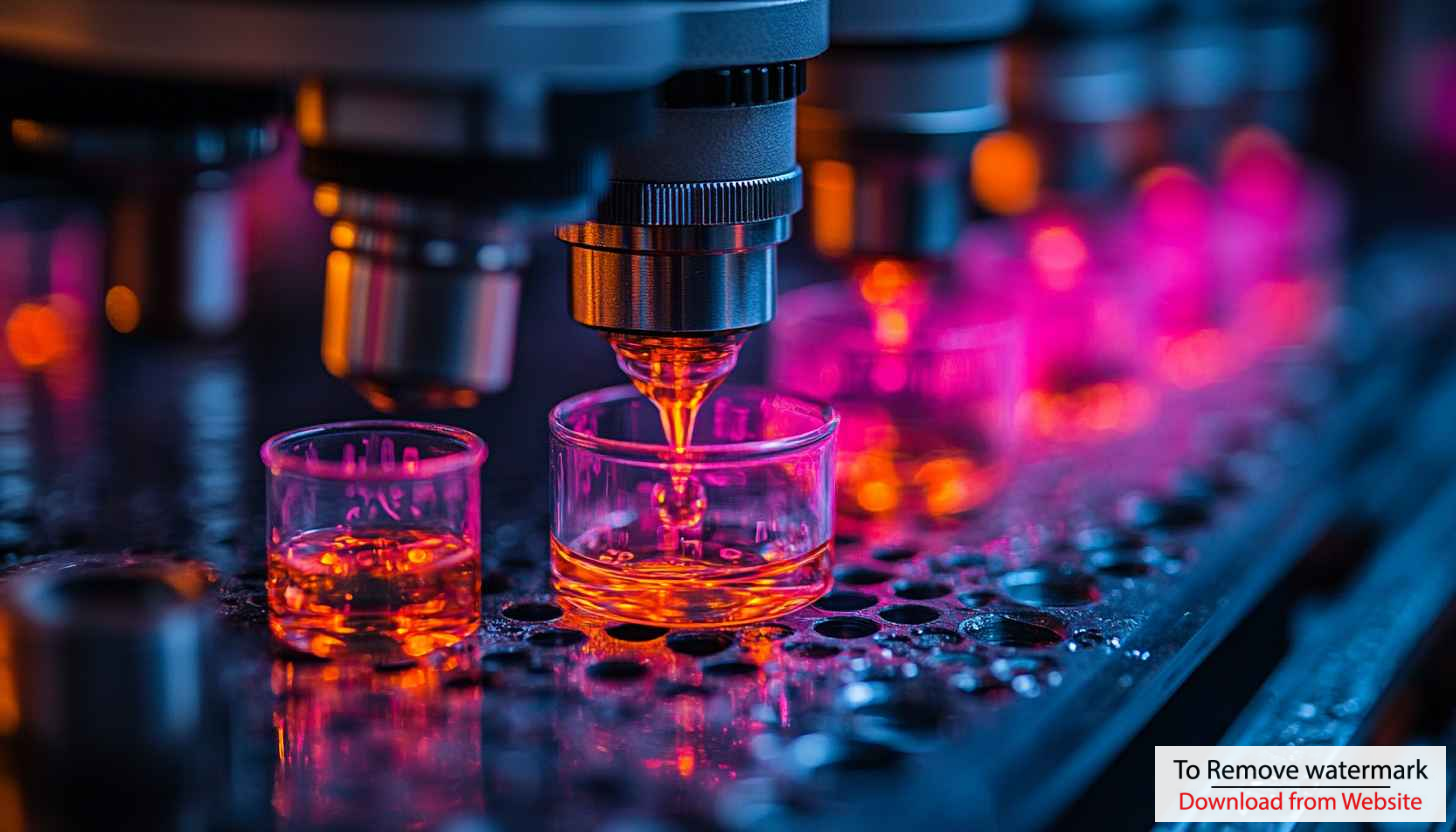 Robotic liquid handling for automated laboratory, research, lab desktop background Robotic liquid handling for automated laboratory, research, lab desktop background