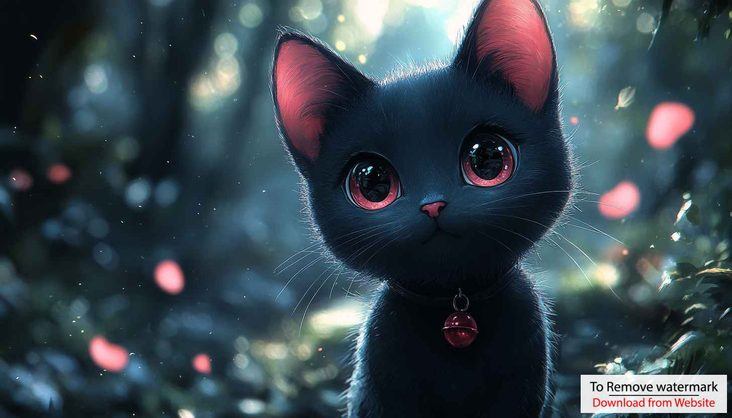 Anime Style Black Cat Mobile Wallpaper Cute Pet Background Anime Style Black Cat Mobile Wallpaper Cute Pet Background