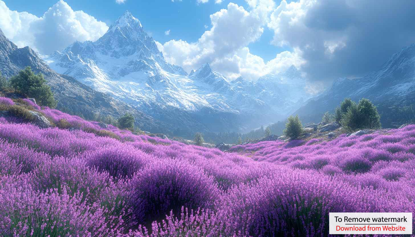 Lavender Field Snow Mountains Wallpaper, Spring Nature 4K Desktop Background Lavender Field Snow Mountains Wallpaper, Spring Nature 4K Desktop Background