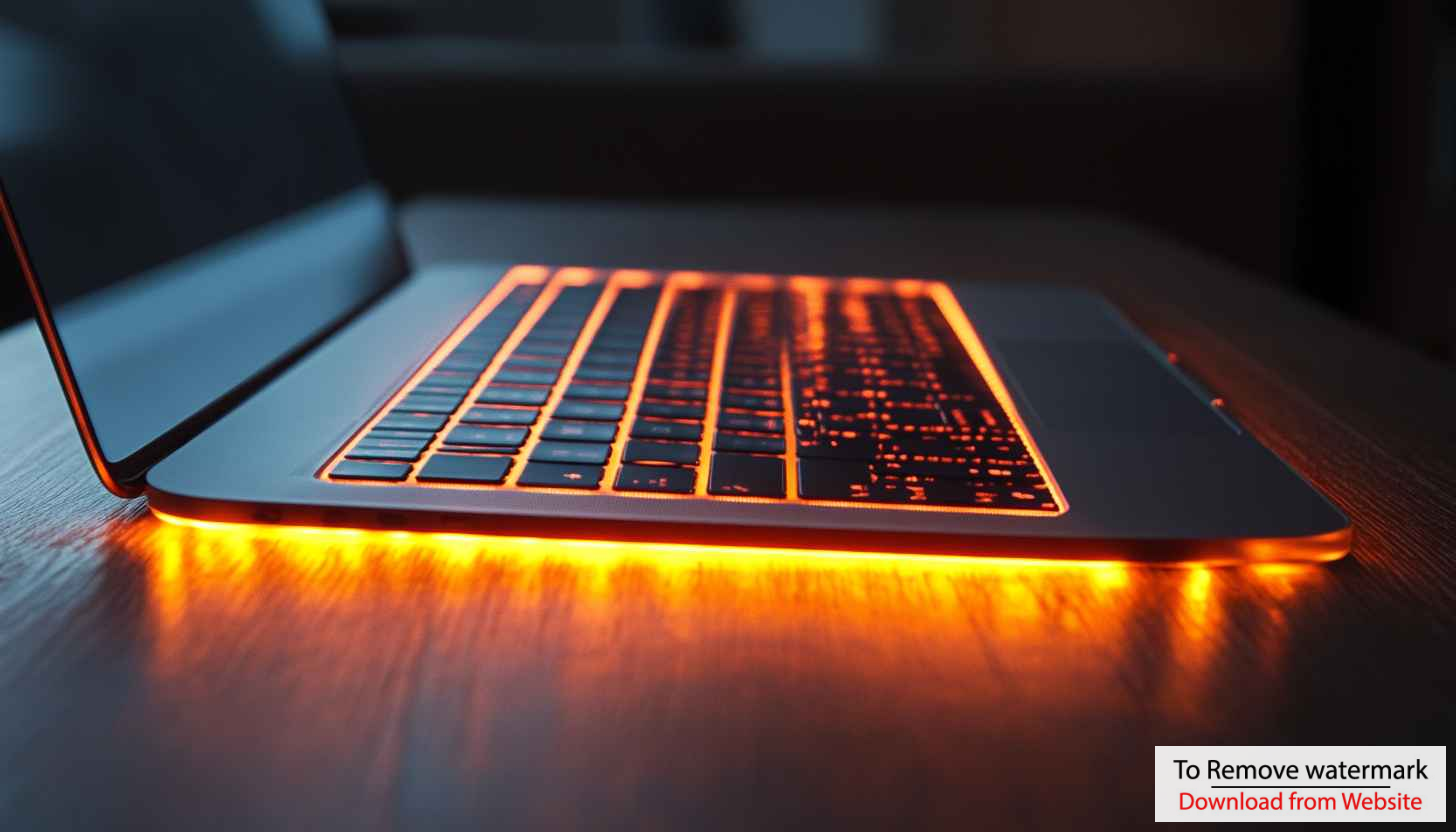 Glowing Orange Laptop Keyboard Wallpaper - Cool Computer Background Glowing Orange Laptop Keyboard Wallpaper - Cool Computer Background