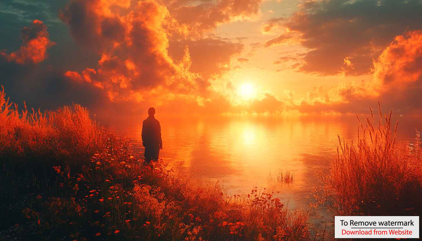 Fiery Sunset Lake Silhouette Scenery 4K Desktop Background Wallpaper Fiery Sunset Lake Silhouette Scenery 4K Desktop Background Wallpaper