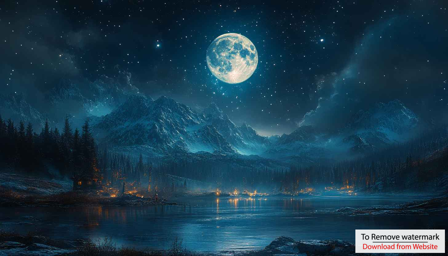 Full Moon Mountain Lake Reflection Night 4K Desktop Wallpaper Full Moon Mountain Lake Reflection Night 4K Desktop Wallpaper