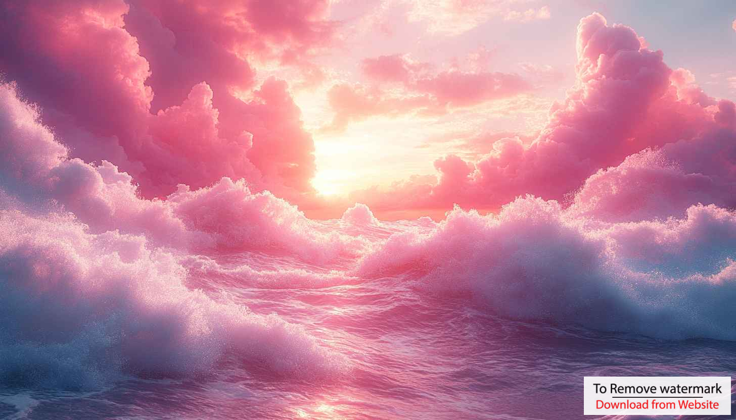 Pink Ocean Waves and Clouds 4K Desktop Wallpaper Background Pink Ocean Waves and Clouds 4K Desktop Wallpaper Background