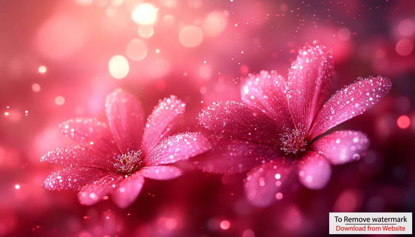 Pink Flowers Glitter Wallpaper, Sparkly Floral 4K Desktop Background Pink Flowers Glitter Wallpaper, Sparkly Floral 4K Desktop Background