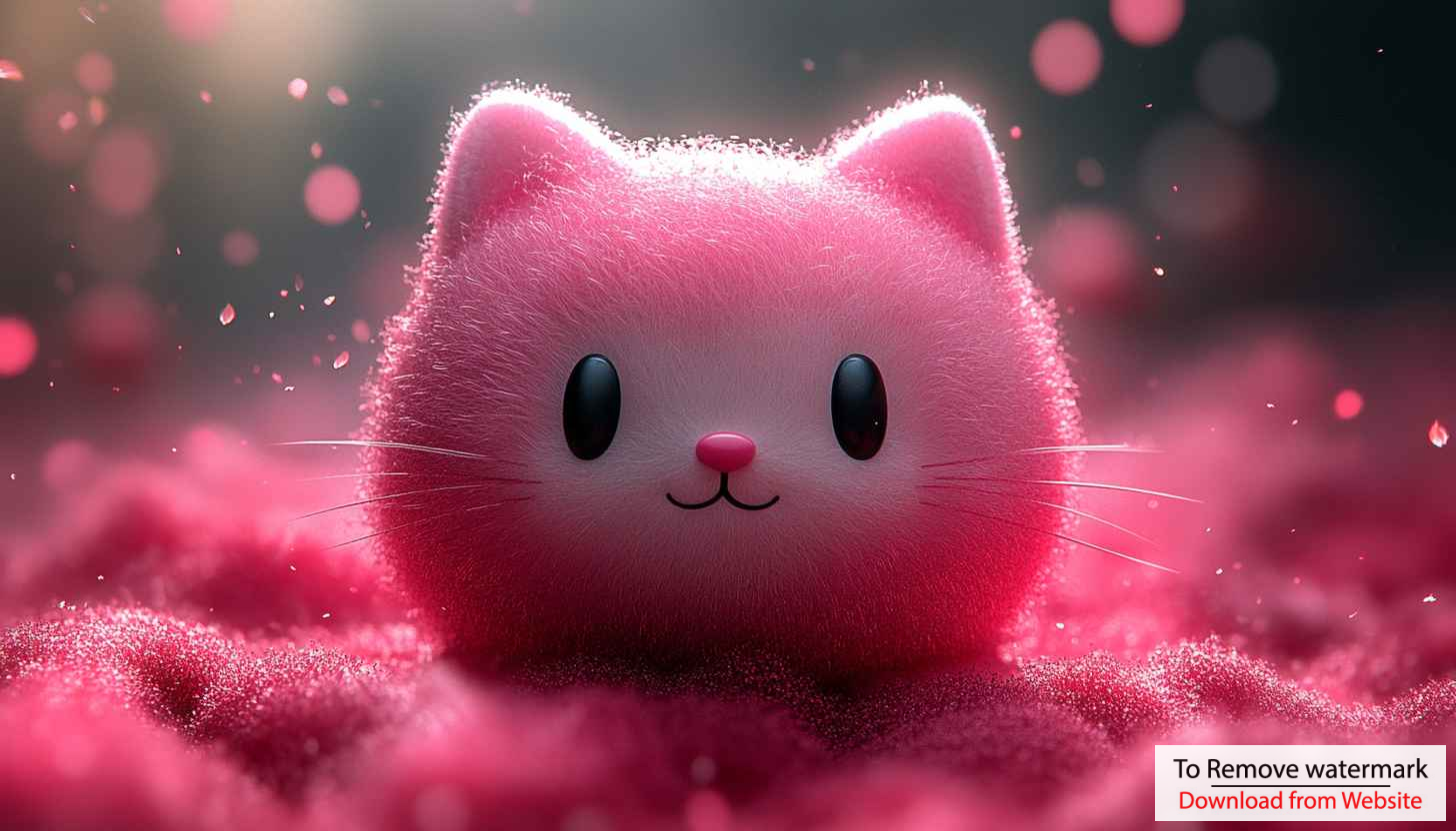 Cute Pink Fluffy Cat Wallpaper for Desktop Backgrounds and Mobile