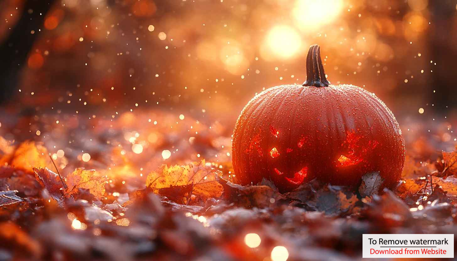 Halloween Pumpkin Jack-o'-lantern Autumn Leaves 4K Desktop Wallpaper Halloween Pumpkin Jack-o'-lantern Autumn Leaves 4K Desktop Wallpaper