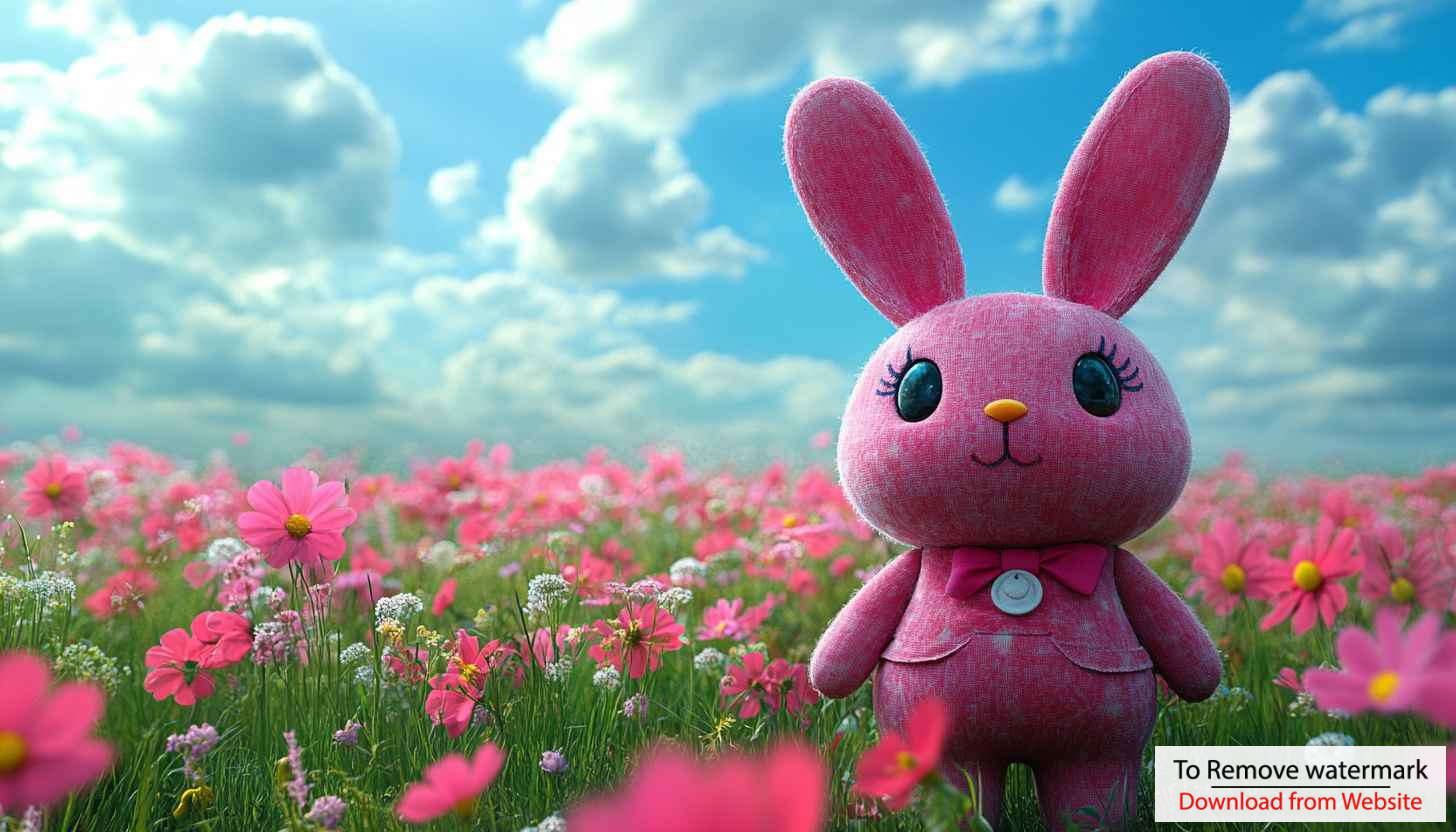 Pink Easter Bunny Field Mobile Wallpaper, Spring Flower Background