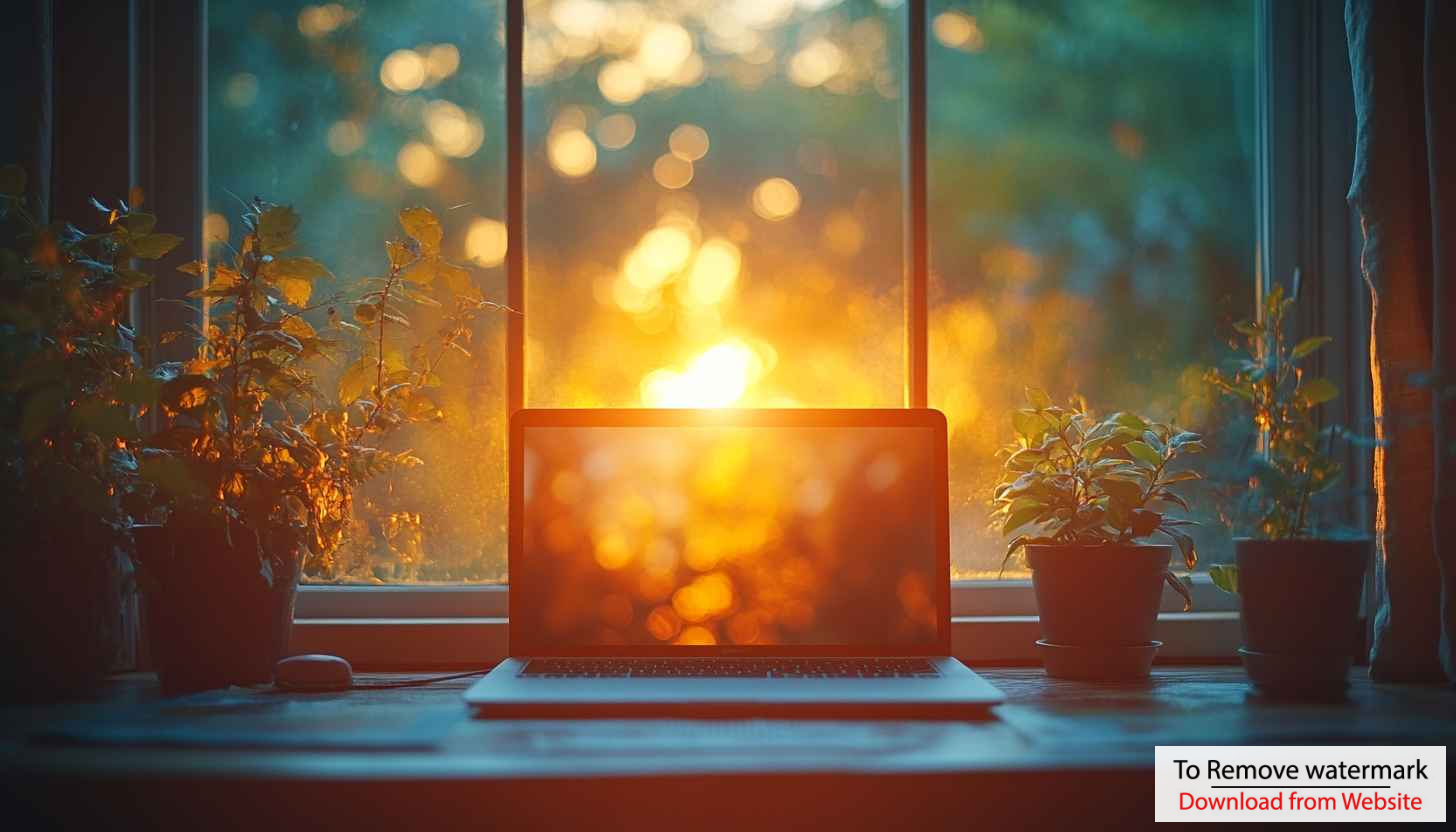 Cozy Laptop Setup by Window 4K Desktop Background Wallpaper Cozy Laptop Setup by Window 4K Desktop Background Wallpaper