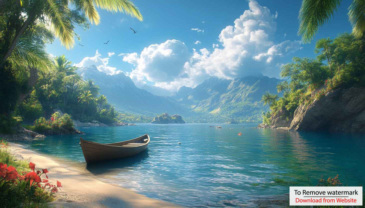Tropical Island Beach Boat 4K Desktop Background Mobile Wallpaper Tropical Island Beach Boat 4K Desktop Background Mobile Wallpaper