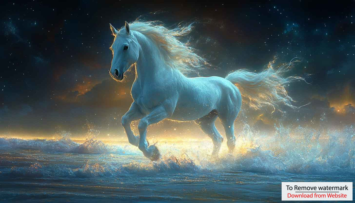 White Horse Running Water Fantasy 4K Desktop Mobile Wallpaper White Horse Running Water Fantasy 4K Desktop Mobile Wallpaper