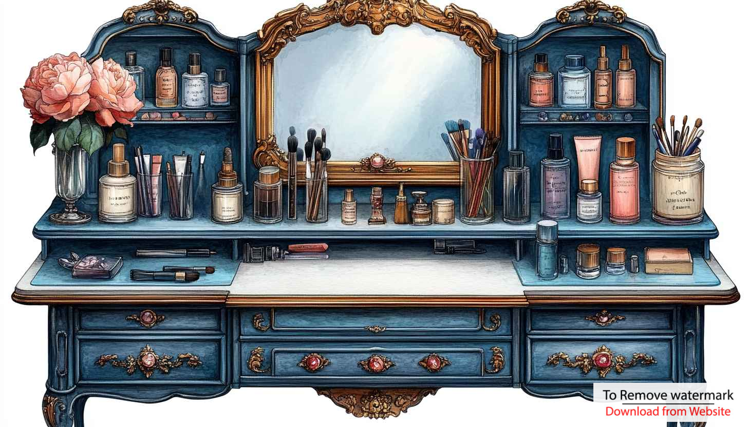 Ornate Blue Vanity Table Makeup Desktop Background Wallpaper Ornate Blue Vanity Table Makeup Desktop Background Wallpaper