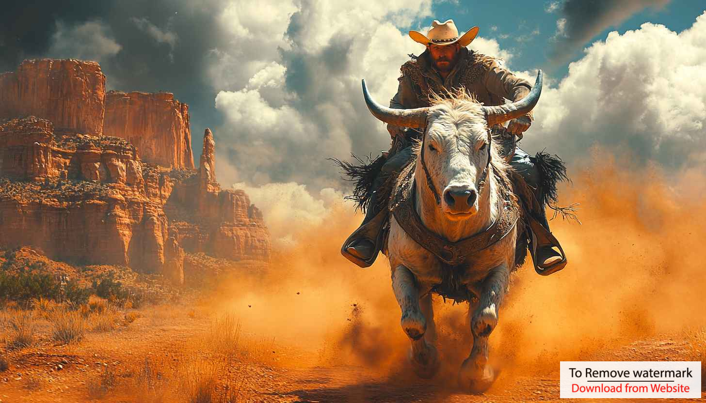 Cowboy Riding Bull Desert Landscape 4K Desktop Mobile Background Wallpaper Cowboy Riding Bull Desert Landscape 4K Desktop Mobile Background Wallpaper