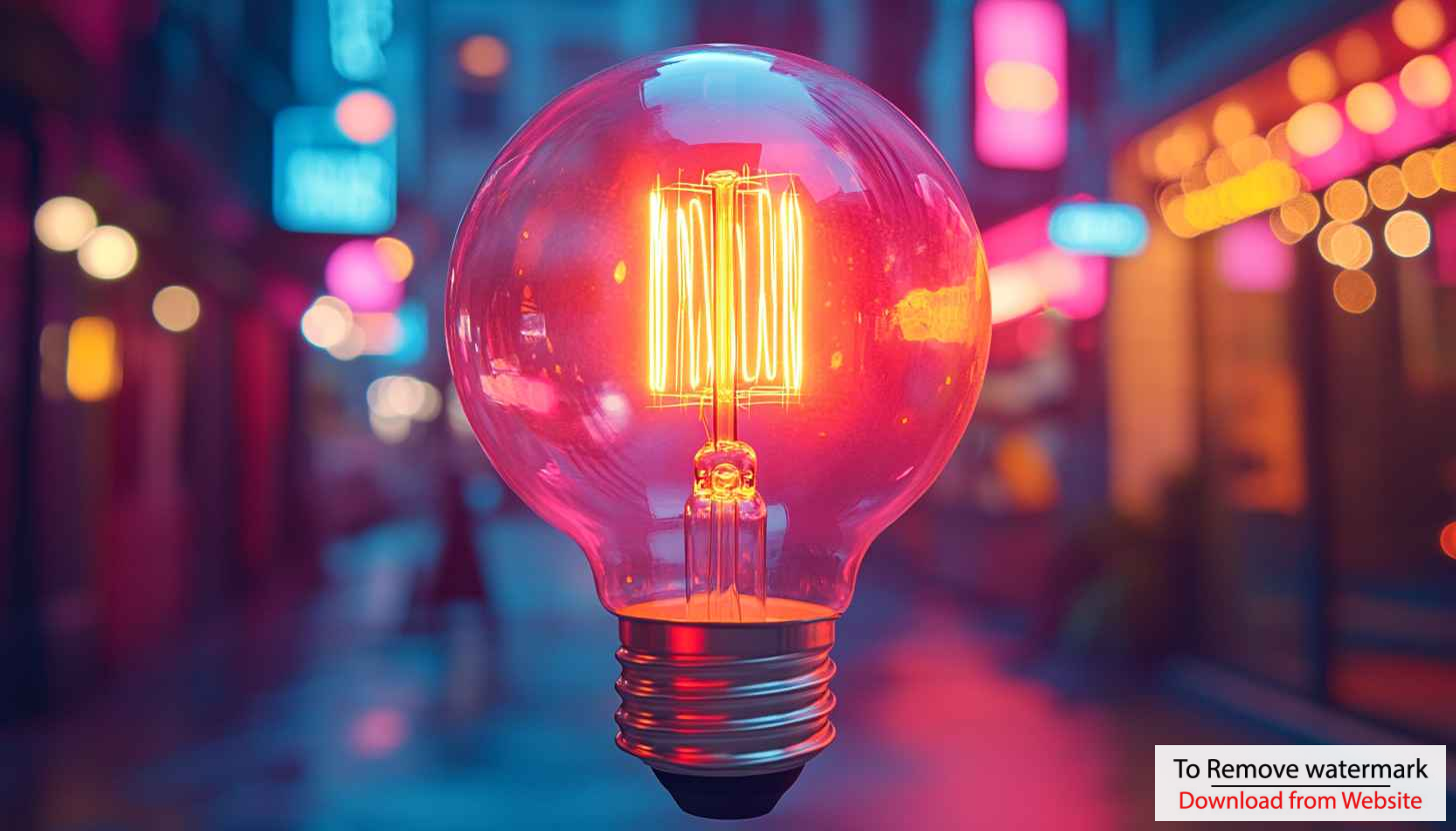 Glowing Lightbulb Neon City 4K Desktop Mobile Background Wallpaper Glowing Lightbulb Neon City 4K Desktop Mobile Background Wallpaper