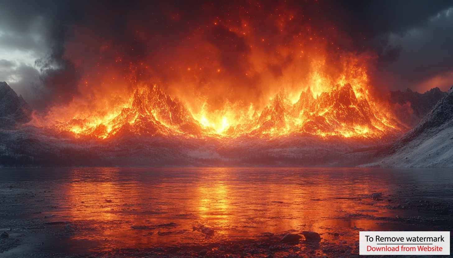 Fiery Lava Mountains Lake 4K Desktop Background Wallpaper Fiery Lava Mountains Lake 4K Desktop Background Wallpaper