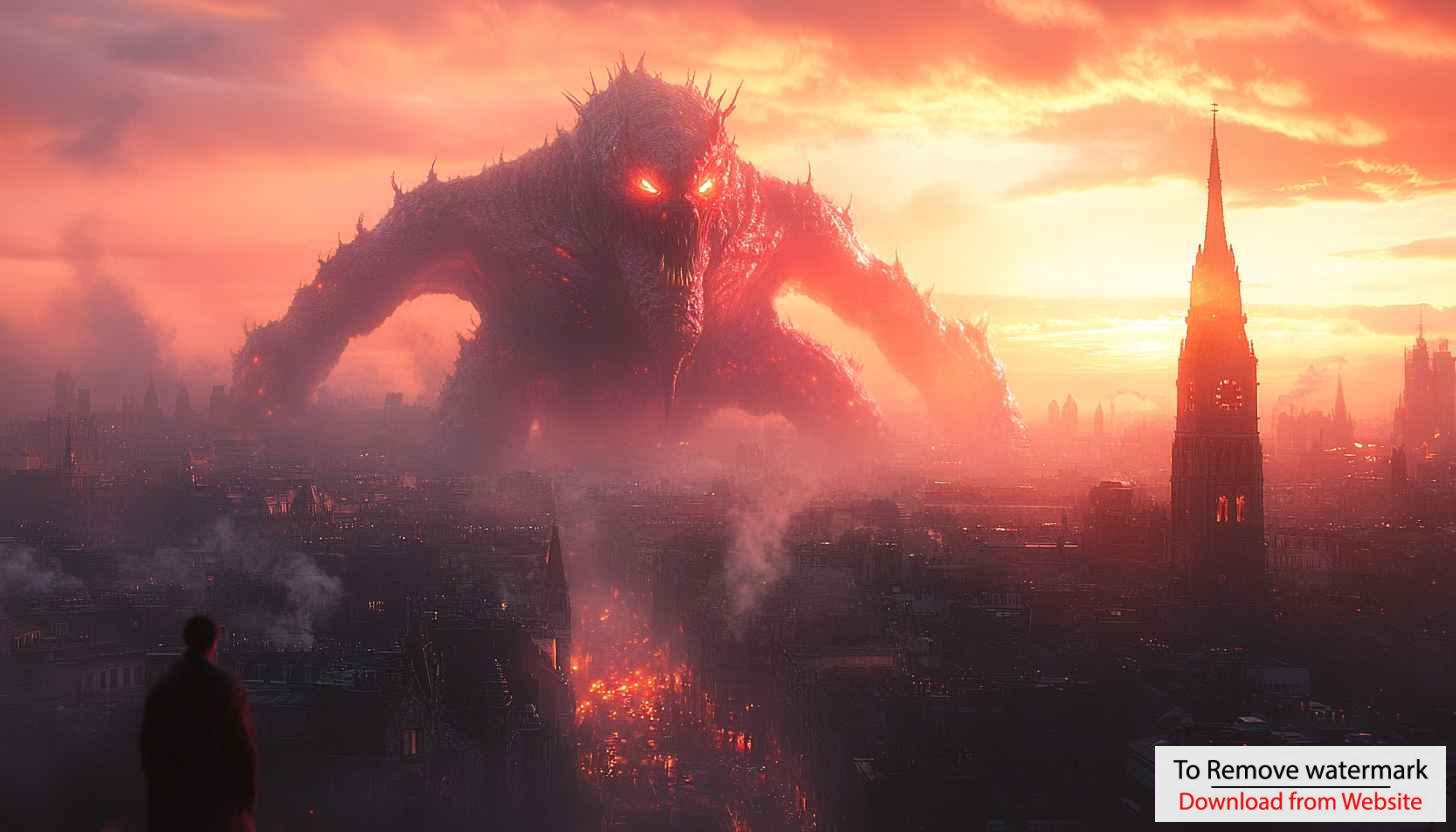 Giant Monster Cityscape 4K Desktop Wallpaper, Free Fantasy Background Giant Monster Cityscape 4K Desktop Wallpaper, Free Fantasy Background