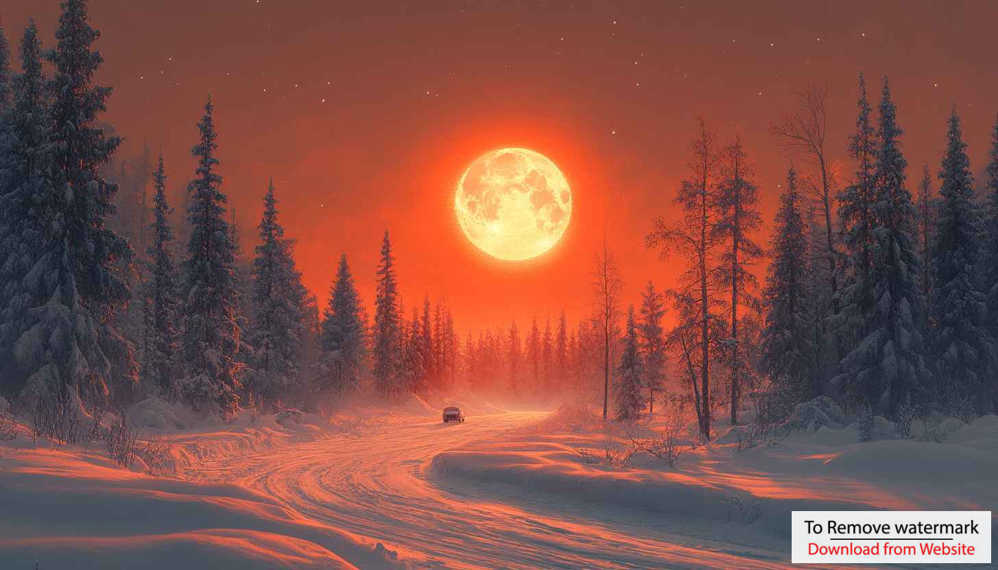 Full Moon Winter Landscape 4K Desktop Wallpaper Free Background Full Moon Winter Landscape 4K Desktop Wallpaper Free Background
