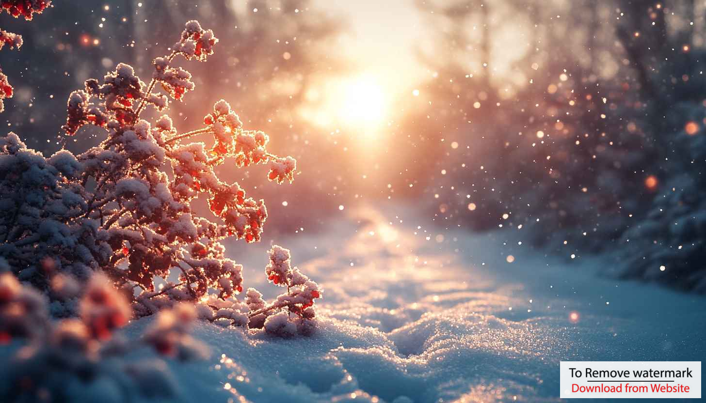 Winter Landscape With Snow Covered Berries 4K Desktop Wallpaper Winter Landscape With Snow Covered Berries 4K Desktop Wallpaper