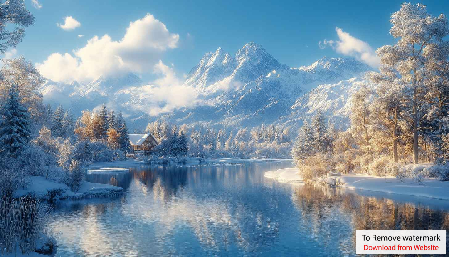 Winter Mountain Lake Scenery 4K Desktop Background Free Snow Wallpaper Winter Mountain Lake Scenery 4K Desktop Background Free Snow Wallpaper