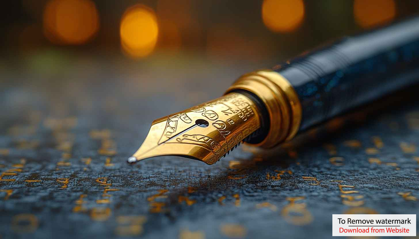 Elegant Gold Fountain Pen Close Up Desktop Background Wallpaper