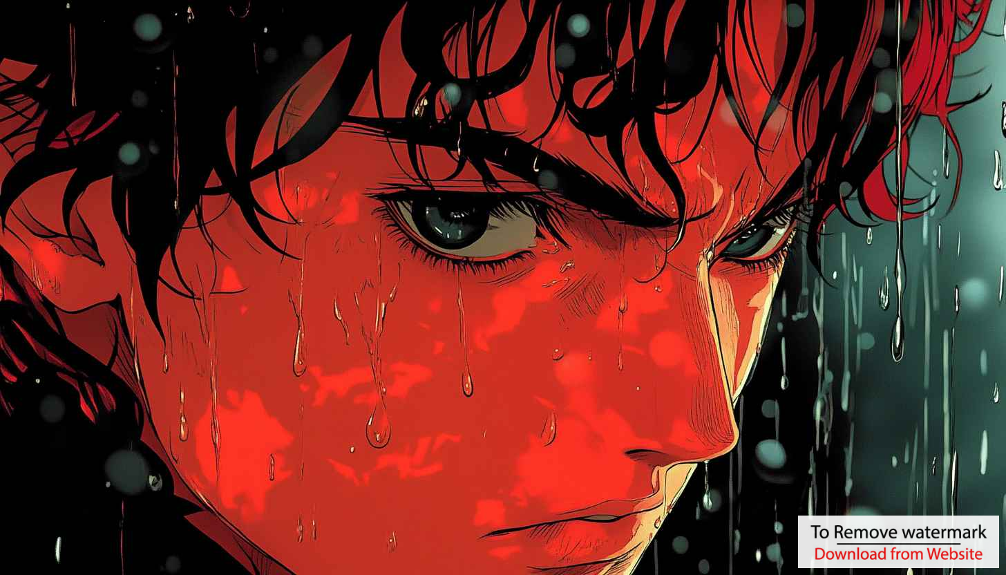 Red Anime Boy Crying in Rain 4K Desktop Wallpaper Red Anime Boy Crying in Rain 4K Desktop Wallpaper