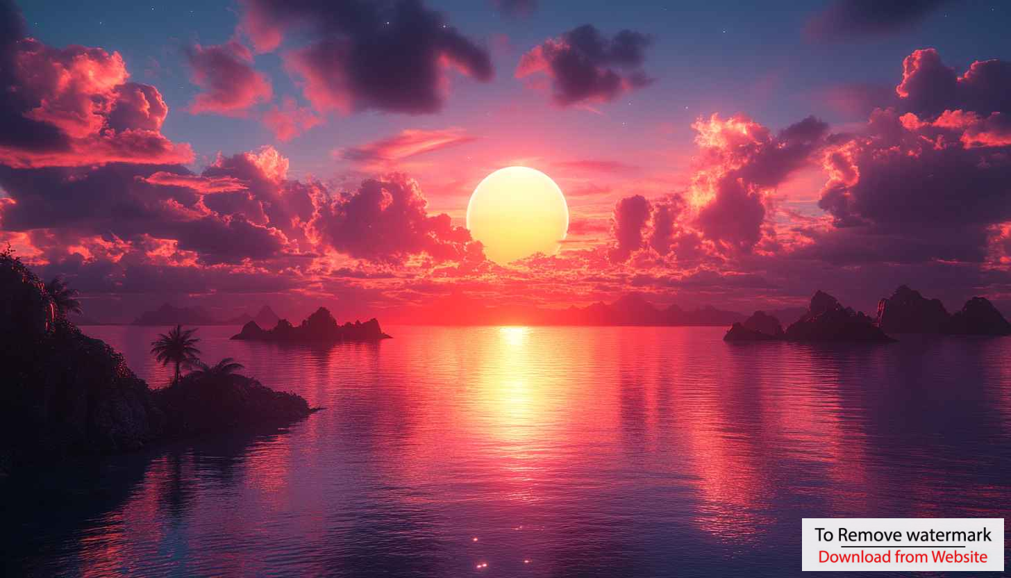 Tropical Island Sunset 4K Desktop Wallpaper - Summer Mobile Background Tropical Island Sunset 4K Desktop Wallpaper - Summer Mobile Background