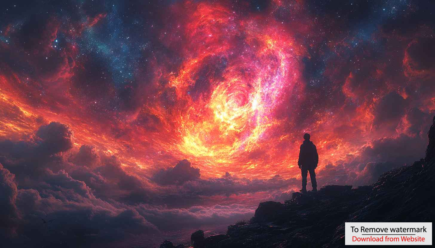 Fiery Galaxy Silhouette Wallpaper: Free Stunning 4K Desktop Background Fiery Galaxy Silhouette Wallpaper: Free Stunning 4K Desktop Background