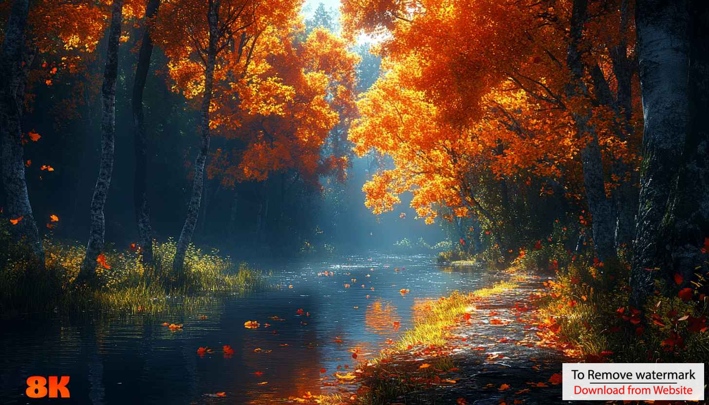 Autumn Forest River Scenery 8K Desktop Wallpaper Landscape Background Autumn Forest River Scenery 8K Desktop Wallpaper Landscape Background