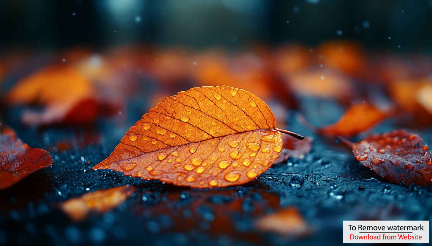Autumn Leaf Water Drops Mobile Wallpaper Free 4K Desktop Background