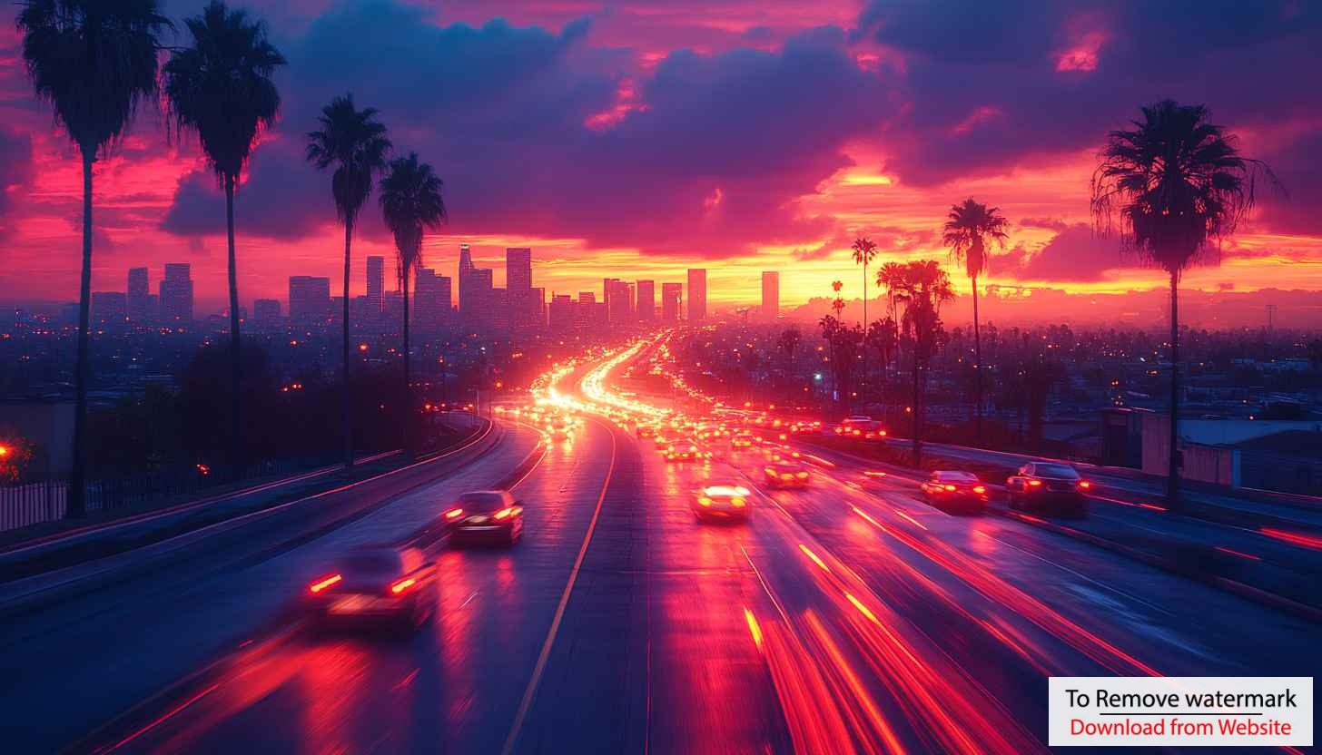 Los Angeles Skyline At Sunset Mobile Wallpaper, Free City Background