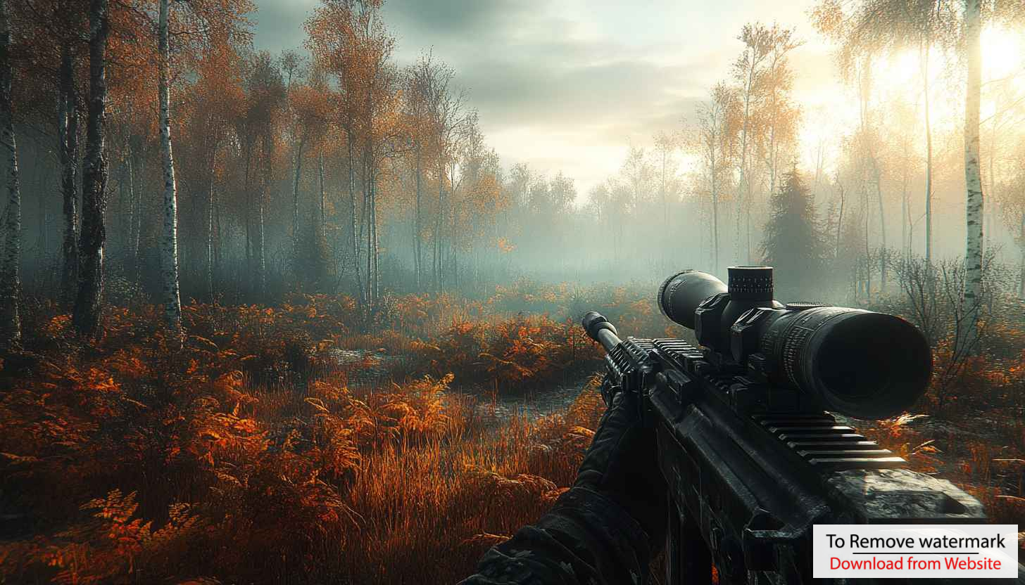 Sniper Rifle in Autumn Forest 4K Desktop Background Wallpaper Sniper Rifle in Autumn Forest 4K Desktop Background Wallpaper