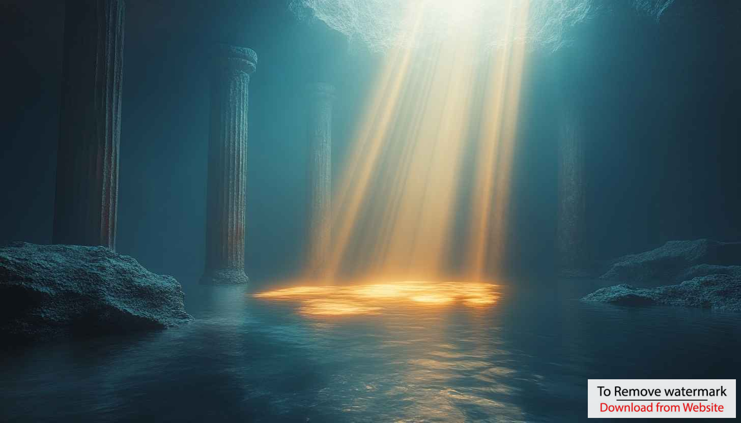 Sunlit Temple Ruins 4K Desktop Background, Underwater Cave Wallpaper Sunlit Temple Ruins 4K Desktop Background, Underwater Cave Wallpaper