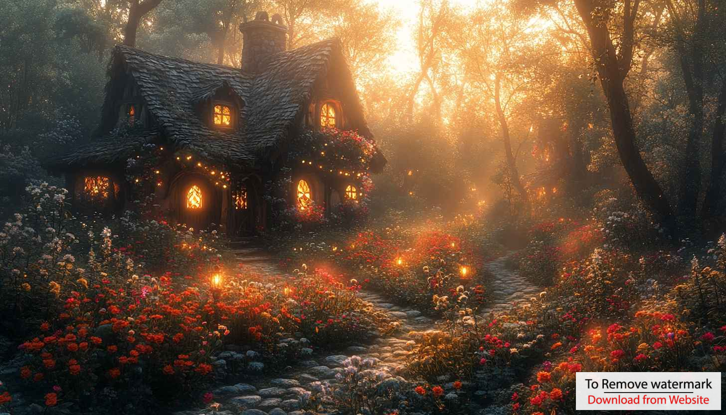 Magical Cottagecore House in Forest 4K Desktop Wallpaper Magical Cottagecore House in Forest 4K Desktop Wallpaper