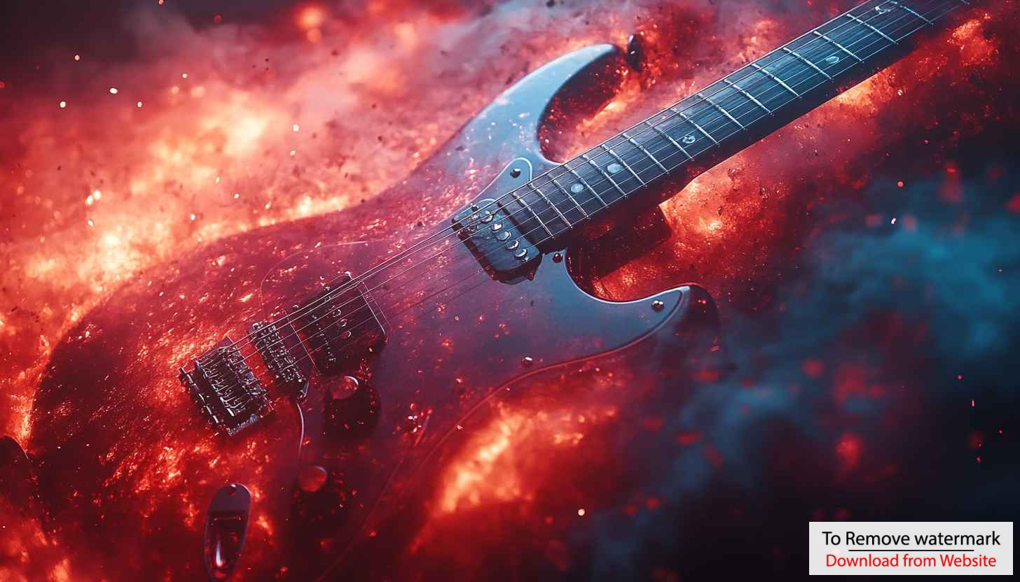 Fiery Electric Guitar 4K Wallpaper for Desktop and Mobile Background