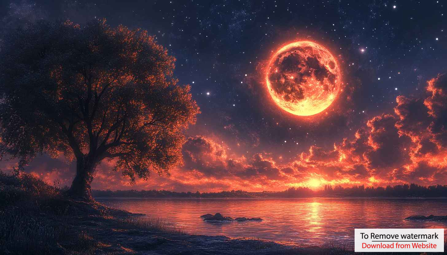 Full Moon Lake Tree Landscape 4K Desktop Wallpaper Aesthetic Background Full Moon Lake Tree Landscape 4K Desktop Wallpaper Aesthetic Background