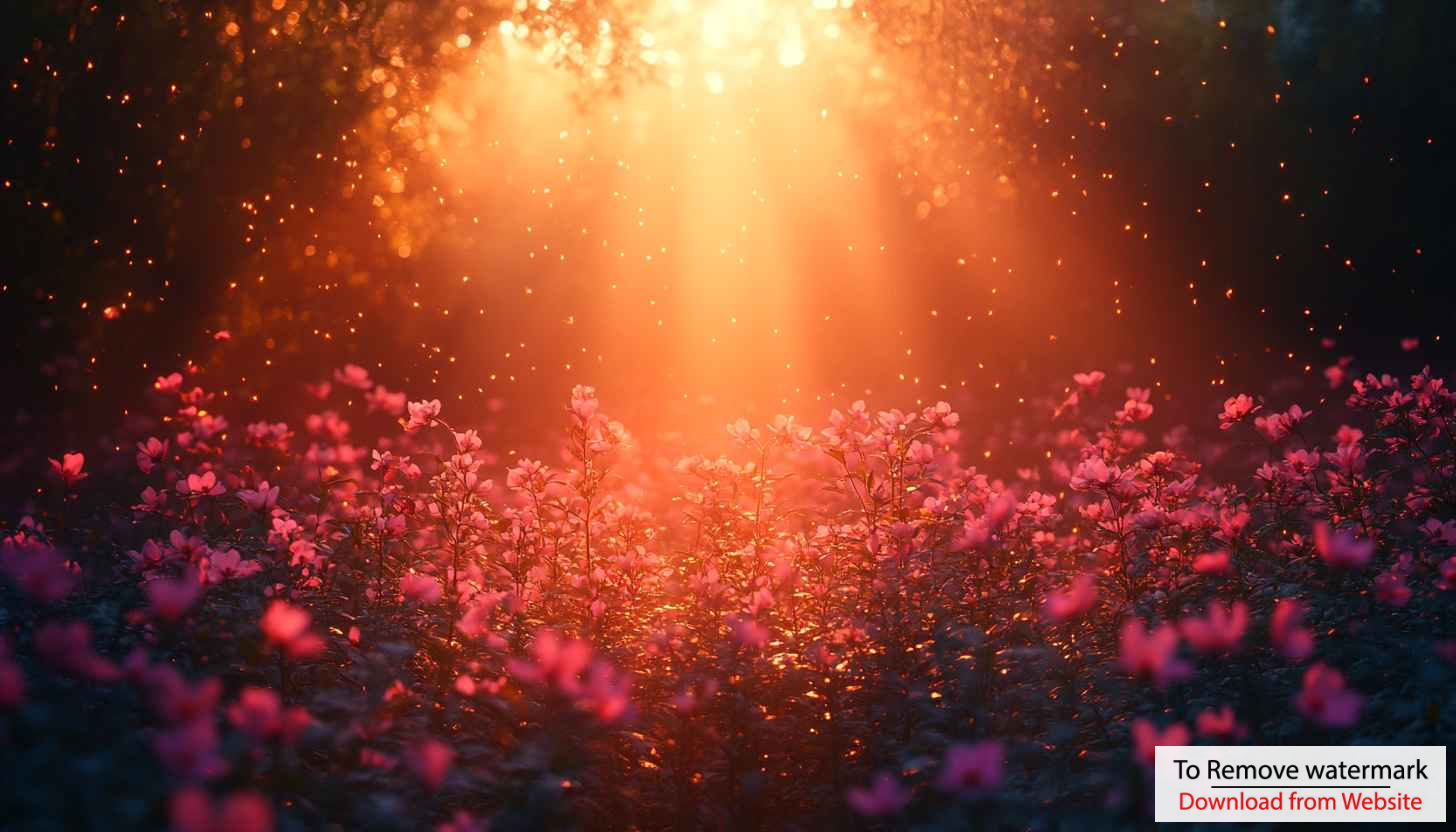 Magical Flower Field Wallpaper Glowing Light Desktop Background 4K