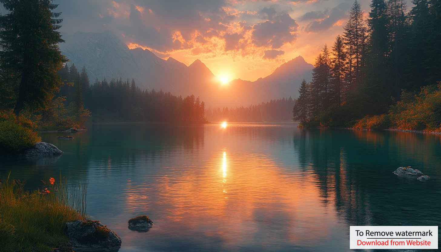 Serene Lake Sunset Wallpaper: 4K Desktop Background Free Download Serene Lake Sunset Wallpaper: 4K Desktop Background Free Download