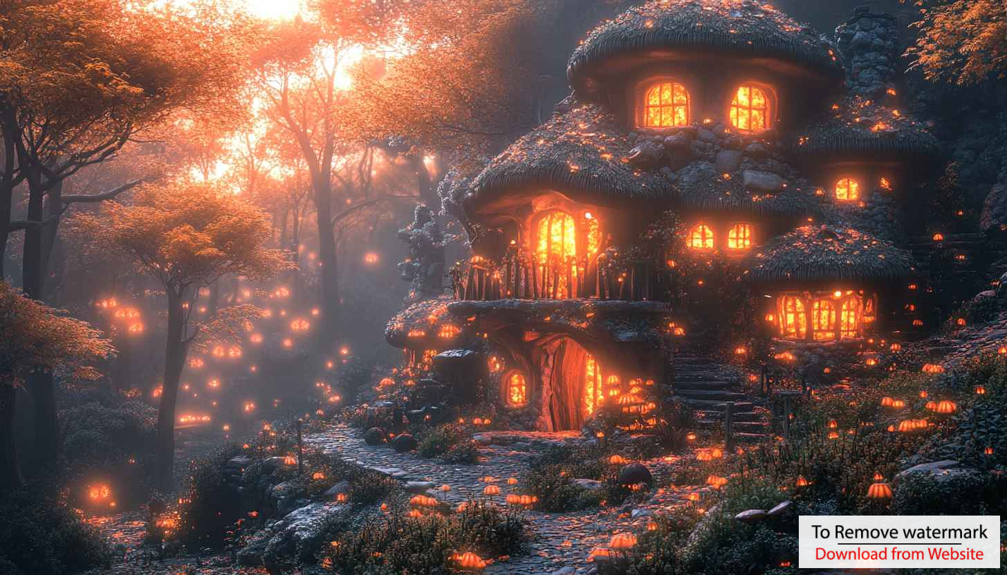 Enchanted Forest Cottage 4K Desktop Wallpaper: Fantasy Fairy Tale Home Enchanted Forest Cottage 4K Desktop Wallpaper: Fantasy Fairy Tale Home