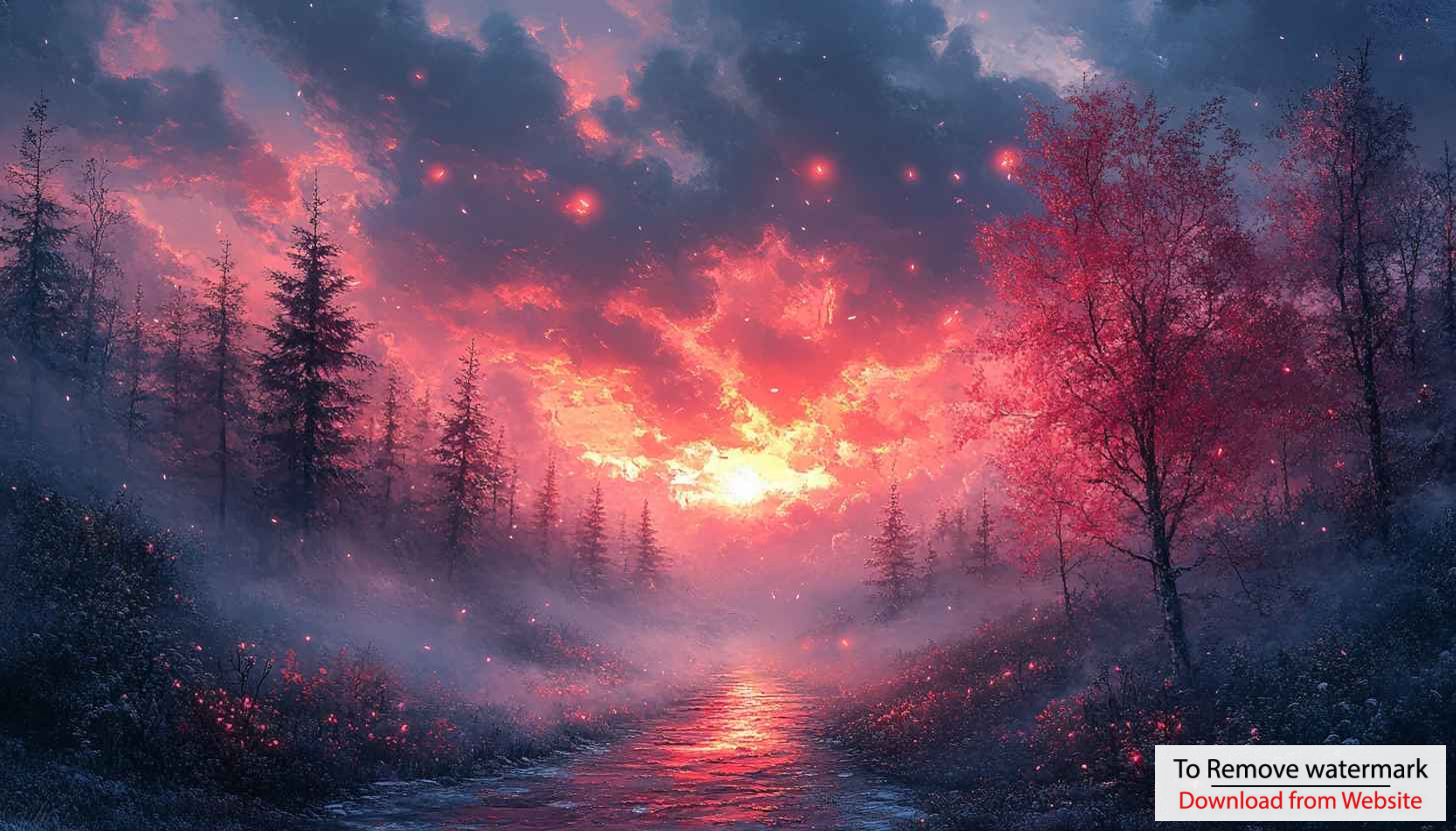 Fiery Sunset Forest Stream 4K Desktop Background Wallpaper Fiery Sunset Forest Stream 4K Desktop Background Wallpaper